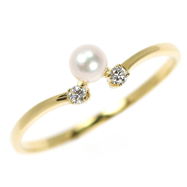 ミキモト K18YG アコヤベビー 真珠 ダイヤモンド リング 径約3.6mm
