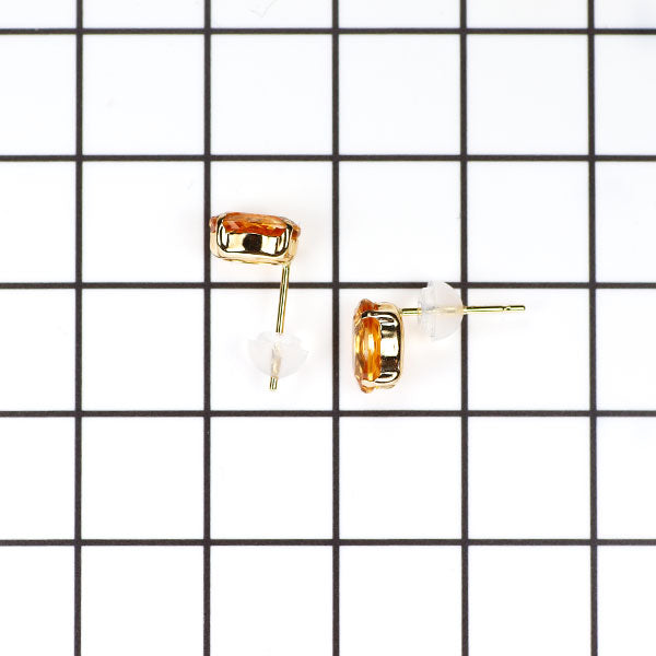 新品 K18YG オーバルカット インペリアル トパーズ ピアス 1.80ct スタッド【エスコレ】