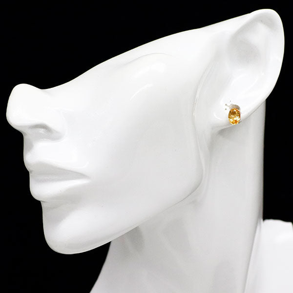 新品 K18YG オーバルカット インペリアル トパーズ ピアス 1.80ct スタッド【エスコレ】