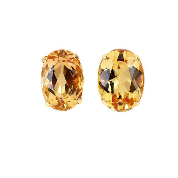 新品 K18YG オーバルカット インペリアル トパーズ ピアス 1.80ct スタッド【エスコレ】