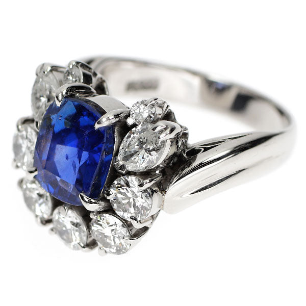 Pt900 スリランカ産 非加熱 サファイア ダイヤモンド リング 2.83ct D1.48ct