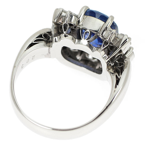 Pt900 スリランカ産 非加熱 サファイア ダイヤモンド リング 2.83ct D1.48ct