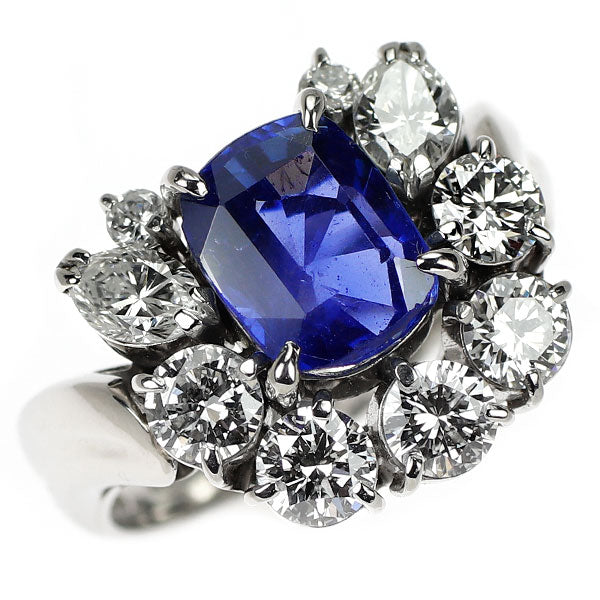 Pt900 スリランカ産 非加熱 サファイア ダイヤモンド リング 2.83ct D1.48ct