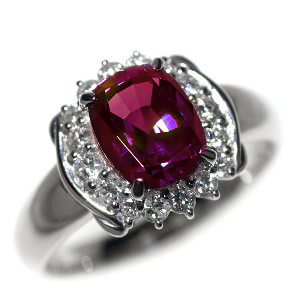 クレサンベール Pt950 再結晶アレキサンドライト ダイヤモンド リング 2.31ct D0.46ct