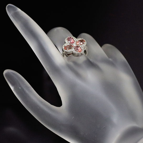 Pt950 インペリアルトパーズ ダイヤモンド リング 2.30ct D0.11ct フラワー