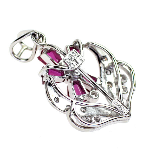 Pt900 ルビー ダイヤモンド ペンダントトップ 0.69ct D0.17ct 陽刻ヴィンテージ製品 昭和レトロ彫金【ヒスコレ】