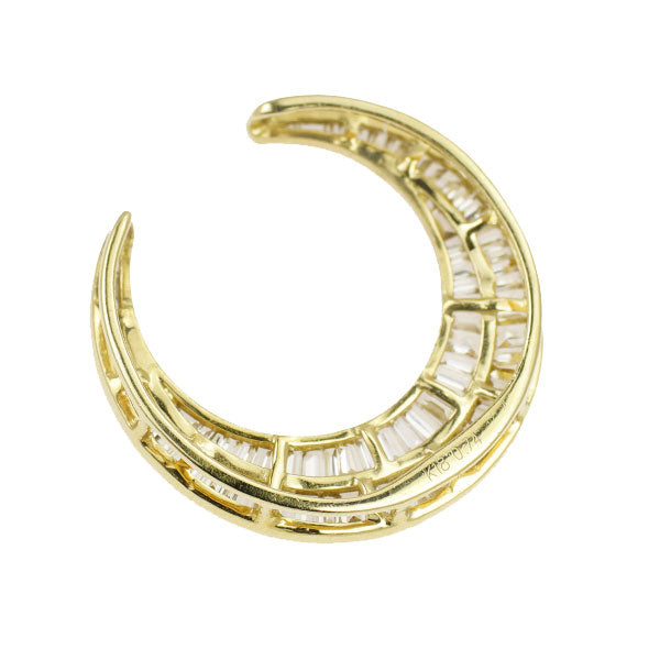 K18YG ダイヤモンド ペンダントトップ 0.74ct 三日月 大久保馬蹄