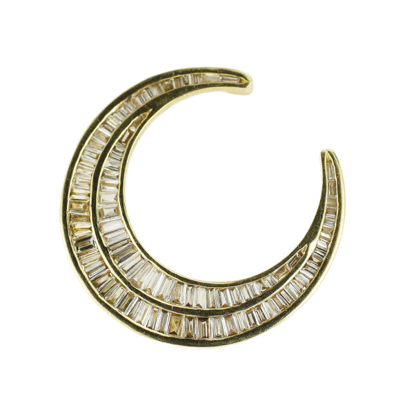 K18YG ダイヤモンド ペンダントトップ 0.74ct 三日月 大久保馬蹄