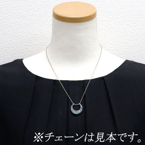 K18WG トリートブルーダイヤモンド ペンダントトップ 0.80ct 大久保馬蹄 三日月