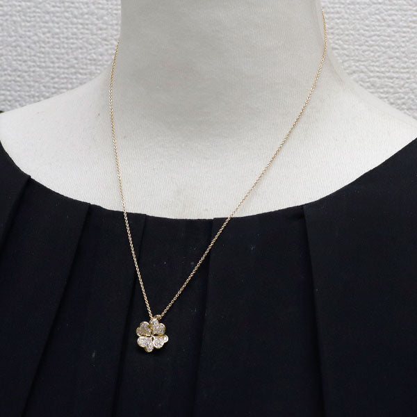 ミキモト K18YG ダイヤモンド ペンダントネックレス 0.41ct クローバー