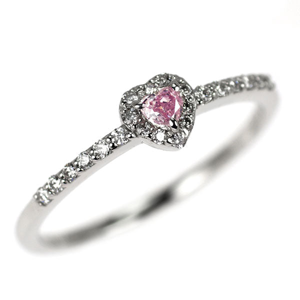 新品 希少 Pt950 ハートシェイプ 天然ピンク ダイヤモンド リング 0.067ct FIPP I1 D0.12ct 【エスコレ】
