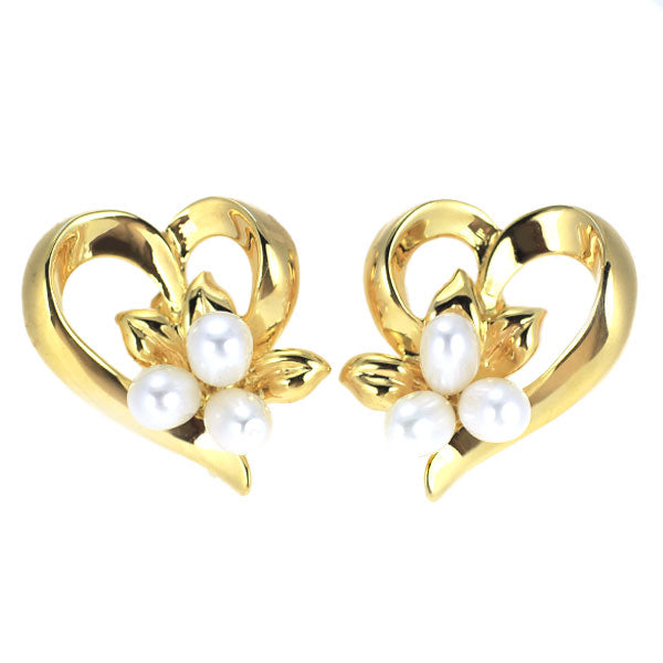 田崎真珠 SV/金メッキ 淡水真珠 イヤリング 幅約3.8-4.1mm ハート  