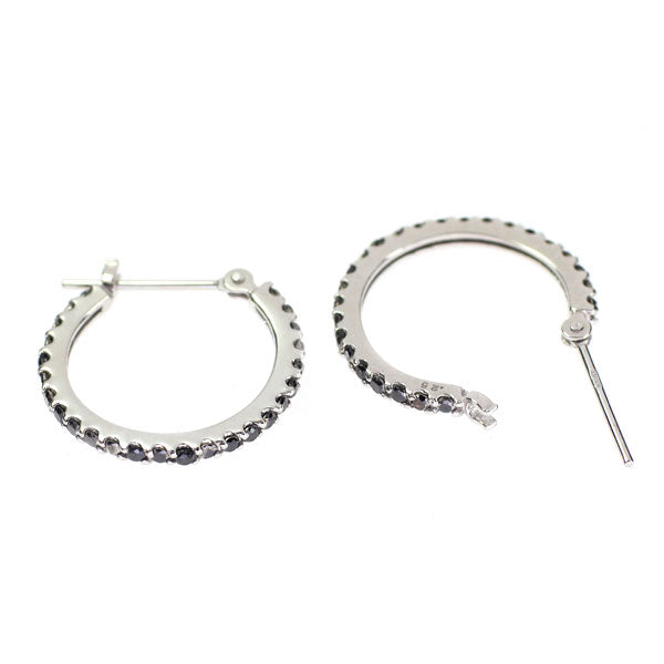 K18WG ブラック ダイヤモンド ピアス 0.50ct フープ