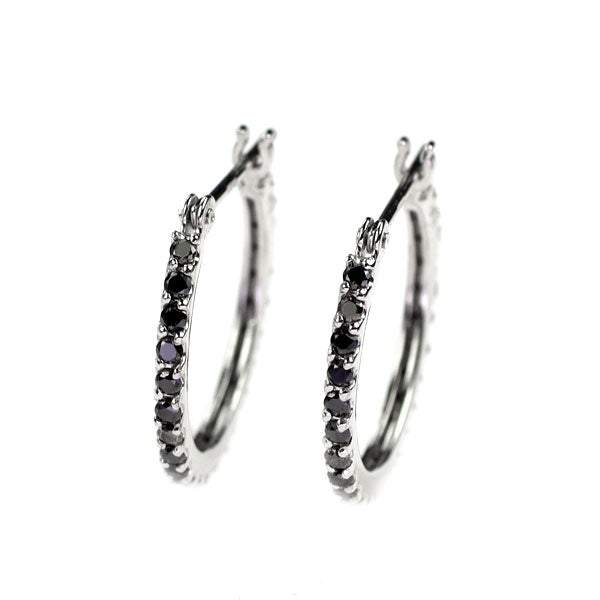 K18WG ブラック ダイヤモンド ピアス 0.50ct フープ