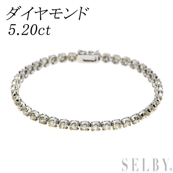 K18WG ダイヤモンド ブレスレット 5.20ct テニス
