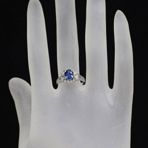 田崎真珠 Pt900 サファイア ダイヤモンド リング 1.05ct D0.38ct