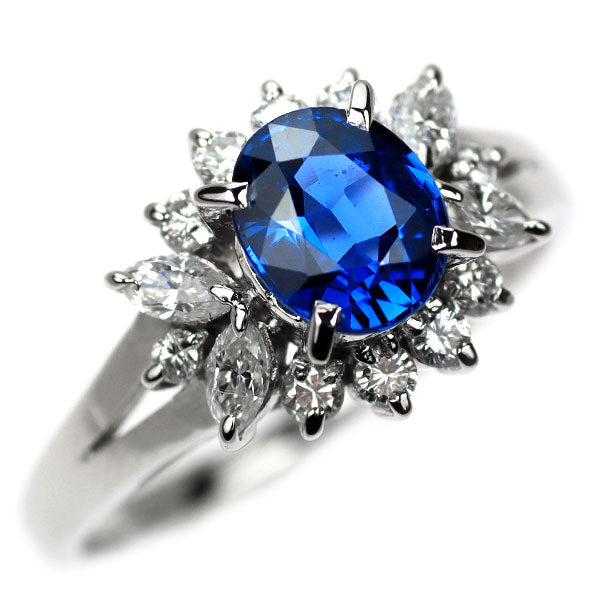 田崎真珠 Pt900 サファイア ダイヤモンド リング 1.05ct D0.38ct