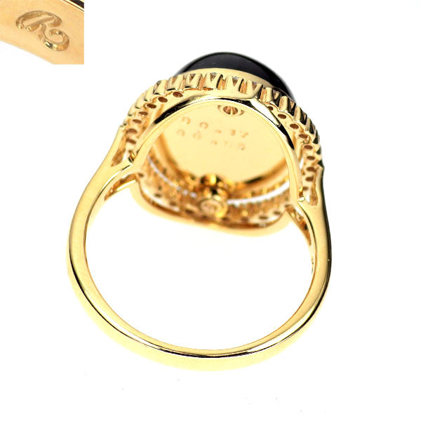 碌山 K14YG カボションカット ガーネット ダイヤモンド リング 6.63ct  