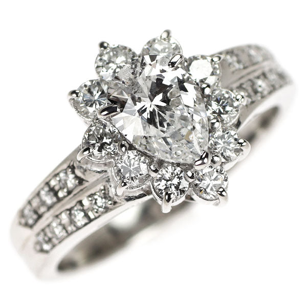 田崎真珠 Pt900 ペアシェイプ ダイヤモンド リング 0.74ct E SI2 D0.57ct