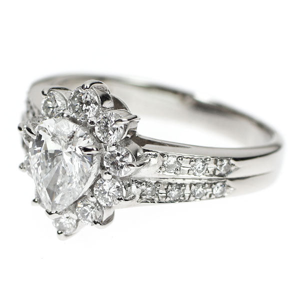 田崎真珠 Pt900 ペアシェイプ ダイヤモンド リング 0.74ct E SI2 D0.57ct