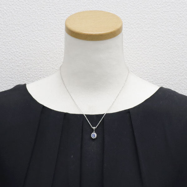 Pt スターサファイア ダイヤモンド ペンダントネックレス 0.94ct D0.25ct