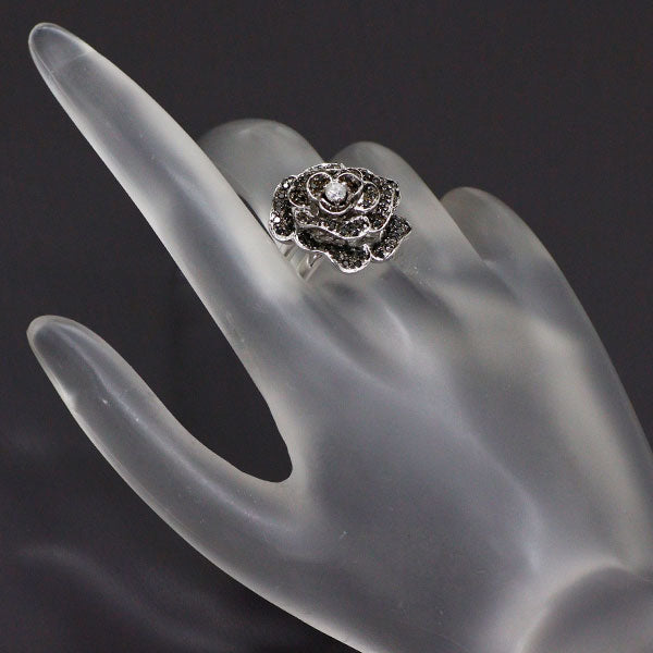 ブラックコーティング/ K18WG カラーレス/ブラック ダイヤモンド リング 0.73ct 薔薇 フラワー