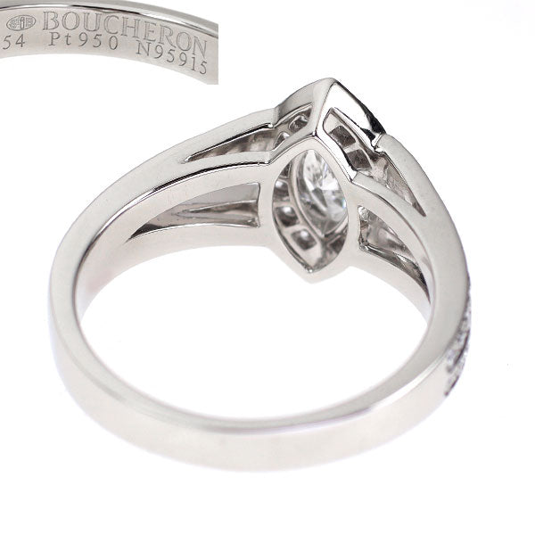 ブシュロン Pt950 マーキスカット ダイヤモンド リング 0.52 F VVS1 エターナルグレース 54号