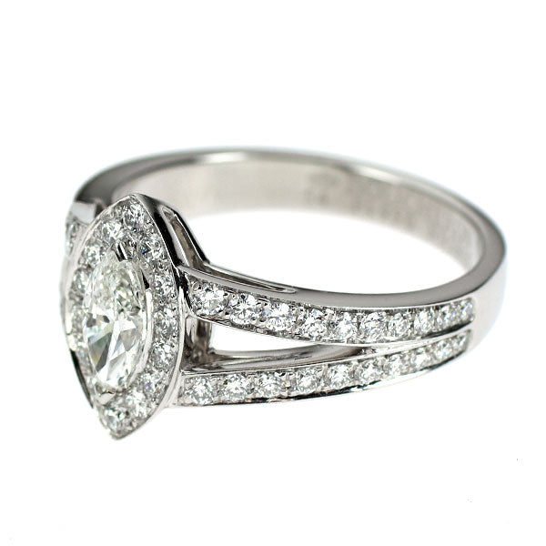 ブシュロン Pt950 マーキスカット ダイヤモンド リング 0.52 F VVS1 エターナルグレース 54号