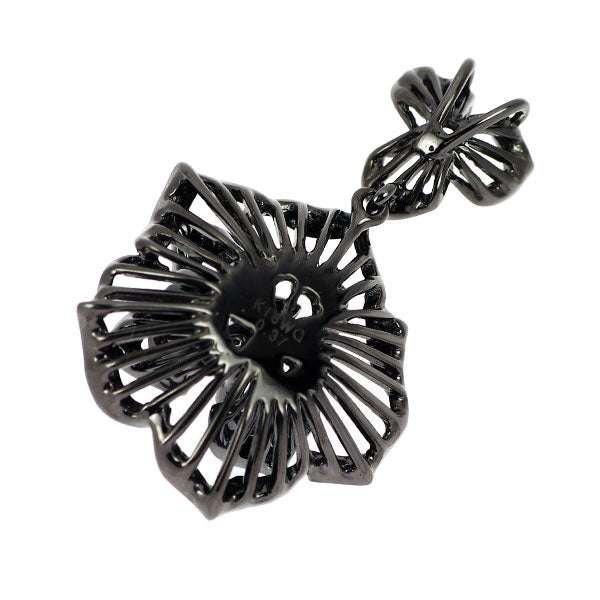 ブラックメッキ/ K18WG ダイヤモンド ペンダントトップ 0.37ct フラワー