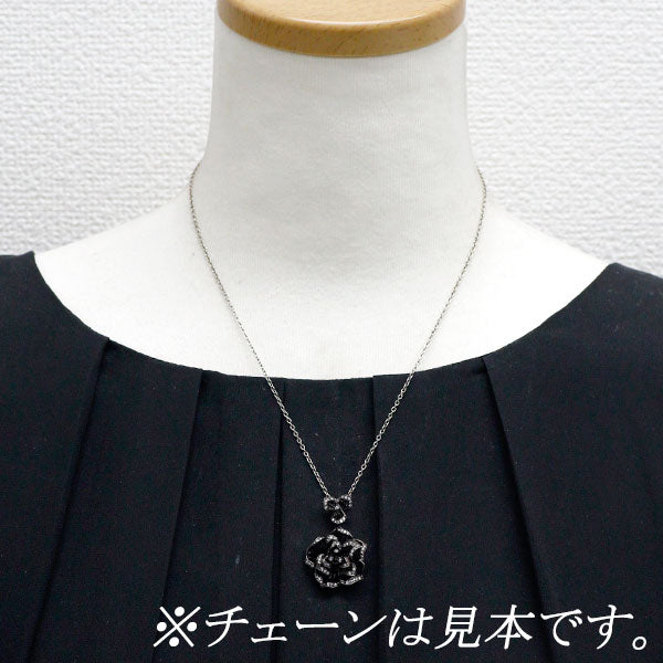 ブラックメッキ/ K18WG ダイヤモンド ペンダントトップ 0.37ct フラワー