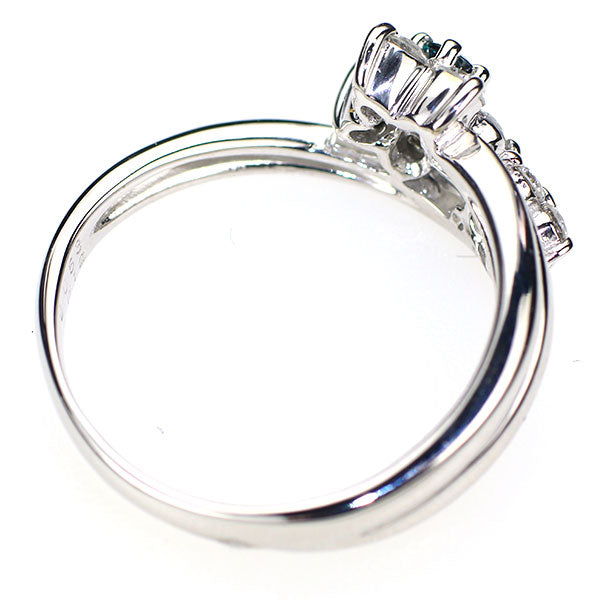 希少 K18WG アレキサンドライト ダイヤモンド リング 0.12ct 0.53ct フラワー