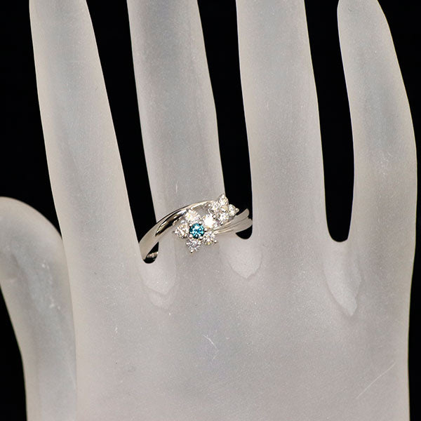希少 K18WG アレキサンドライト ダイヤモンド リング 0.12ct 0.53ct フラワー
