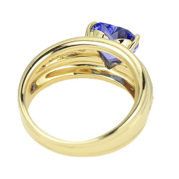 K18YG ハートシェイプ タンザナイト ダイヤモンド リング 1.86ct D0.16ct