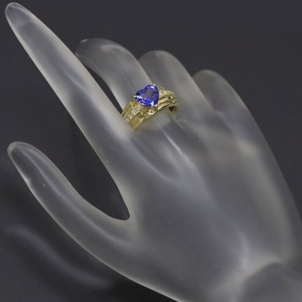 K18YG ハートシェイプ タンザナイト ダイヤモンド リング 1.86ct D0.16ct