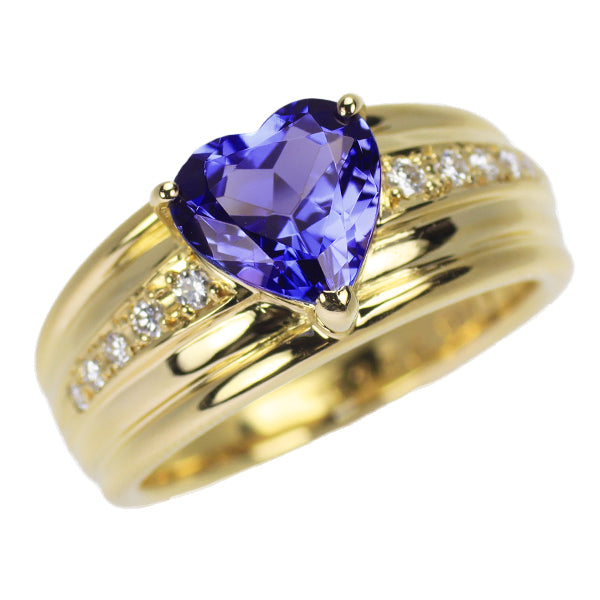 K18YG ハートシェイプ タンザナイト ダイヤモンド リング 1.86ct D0.16ct