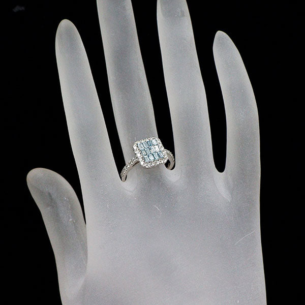 Pt900 アイスブルーダイヤモンド リング 0.55ct D0.45ct