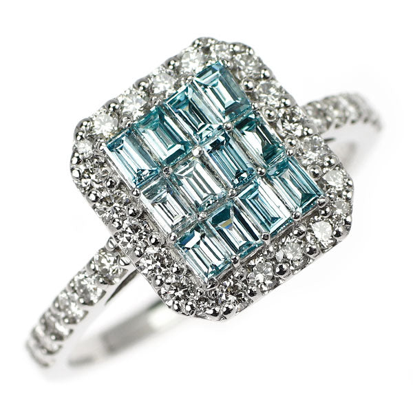 Pt900 アイスブルーダイヤモンド リング 0.55ct D0.45ct