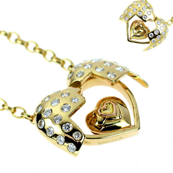 モワード K18YG ダイヤモンド ペンダントネックレス ブロークンハート
