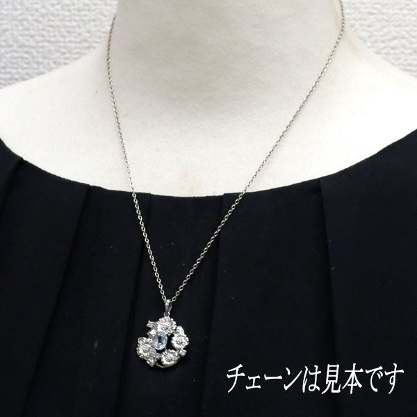 pt900 アクアマリン　ダイヤモンドネックレストップ Pt900 アクアマリン ダイヤモンド ペンダントトップ D0.22ct フラワー