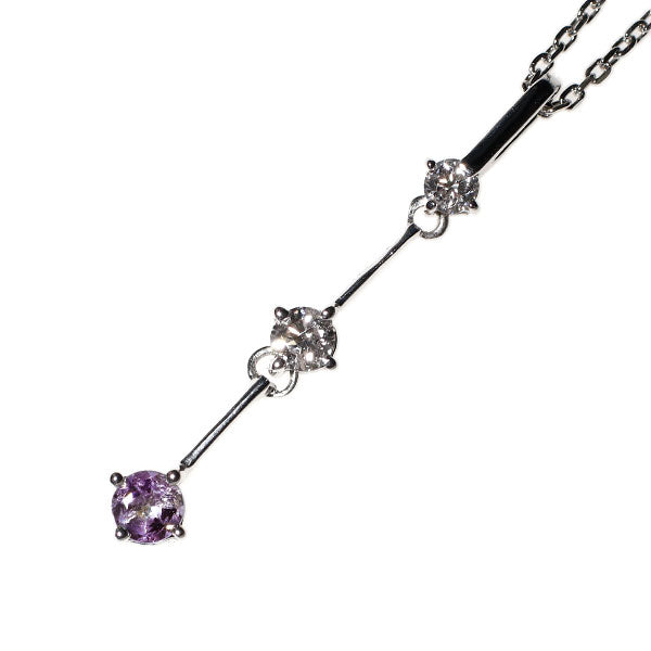 希少 K18WG アレキサンドライト ダイヤモンド ペンダントネックレス 0.15ct D0.12ct