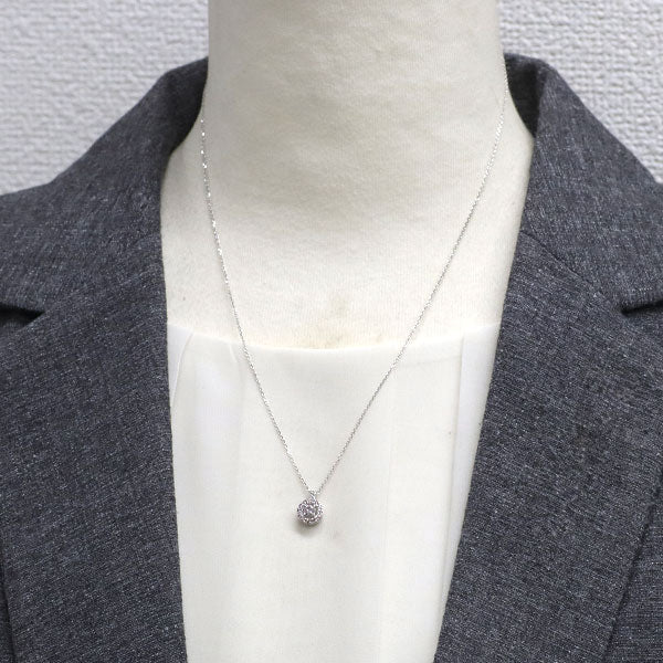 田崎真珠 K18WG 天然ピンク/カラーレス ダイヤモンド ペンダントネックレス 0.157ct FLPP SI2 D0.10ct