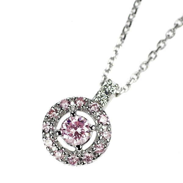 田崎真珠 K18WG 天然ピンク/カラーレス ダイヤモンド ペンダントネックレス 0.157ct FLPP SI2 D0.10ct