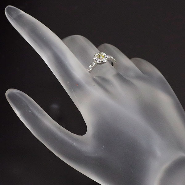 新品 Pt950 天然インテンスイエロー ダイヤモンド リング 0.123ct FIY VS2 D0.68ｃｔ 【エスコレ】