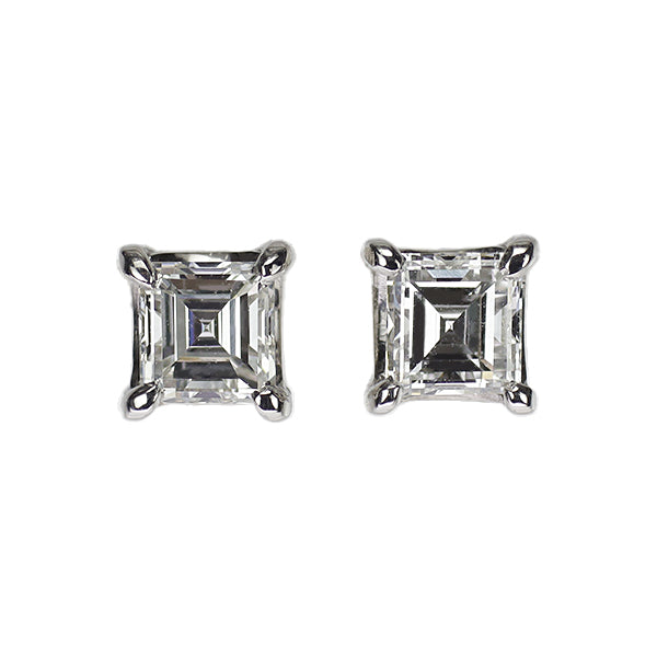 【半額】 新品 Pt900/ Pt950 スクエアカット ダイヤモンド ピアス 0.513 E アクセサリー