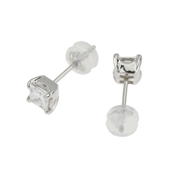 新品 Pt950/ Pt900 プリンセスカット ダイヤモンド ピアス 0.651ct F/G VS1 VS2 4本爪スタッド【エスコレ】