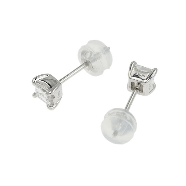 新品 Pt950/ Pt900 スクエアカット ダイヤモンド ピアス 0.432ct F VS1 4本爪スタッド【エスコレ】