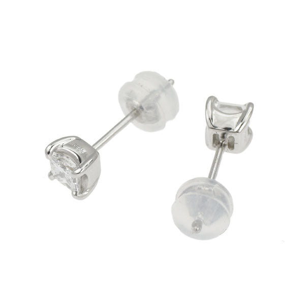 新品 Pt900/ Pt950 プリンセスカット ダイヤモンド ピアス 0.485ct F/H VVS2 VS1 4本爪スタッド【エスコレ】