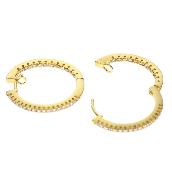 K18YG ダイヤモンド ピアス 0.39ct フープ