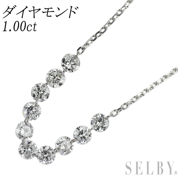 Pt850 ストリングホール ダイヤモンド ネックレス 1.00ct
