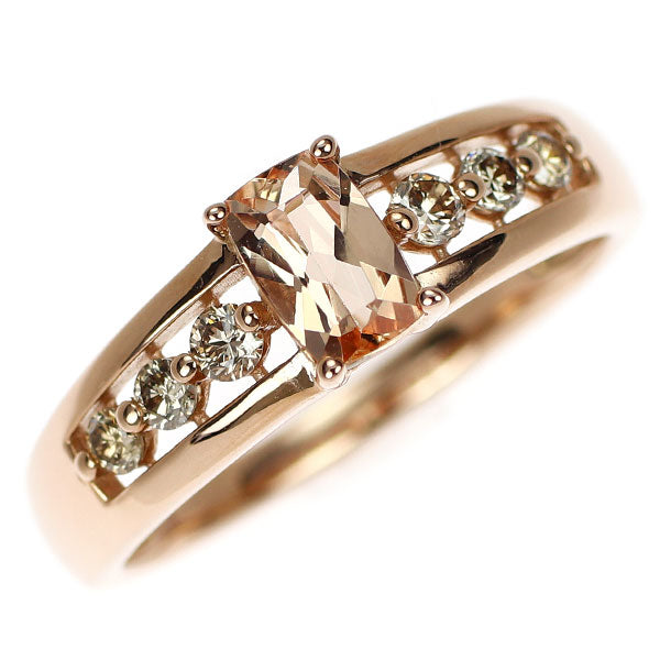 GSTV 希少 K18PG インペリアル トパーズ ダイヤモンド リング 0.40ct D0.20ct